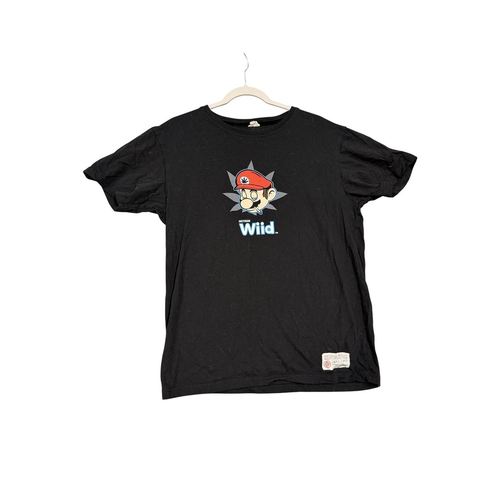 Amsterdam Designs Shirt Mens XL Black Amsterdam Wiid Mario Weed Graphic Tee RARE